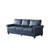 Classic Living Room Round Arm With Silver Nails Sofa Navy Blue Faux Leather