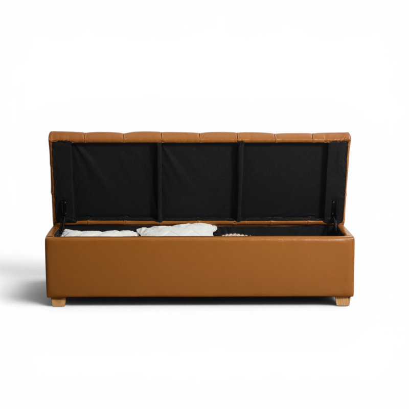 Banc de rangement rembourré l 60,2 po, Burnt Brown