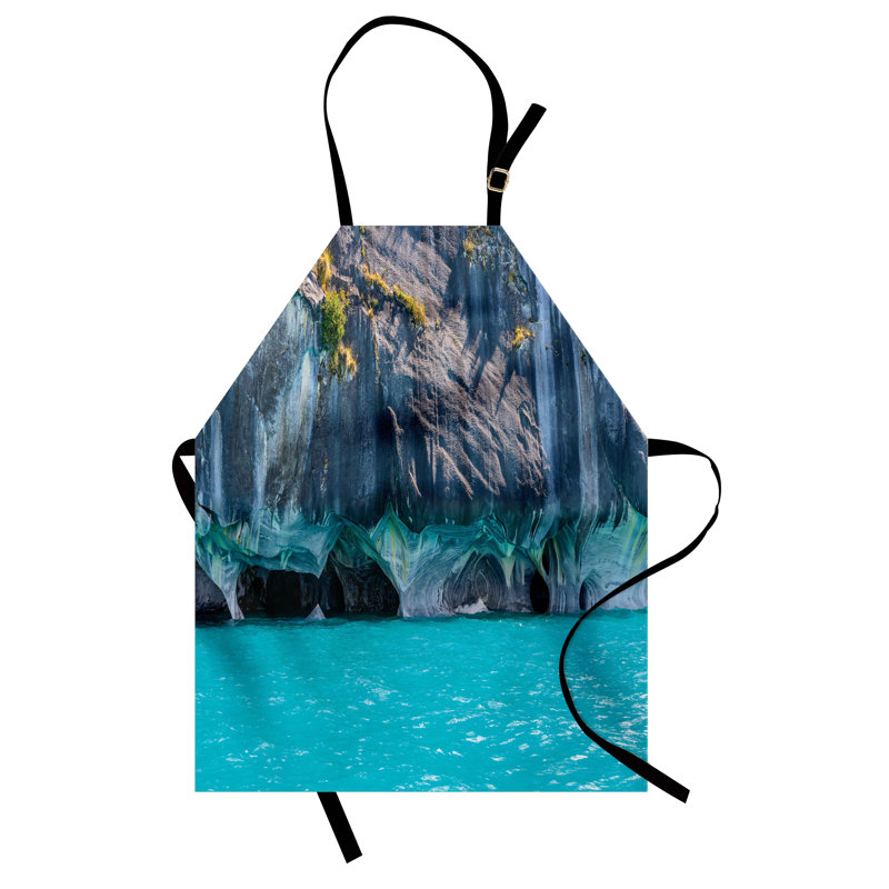 Tablier East Urban Home Turquoise unisexe, Marble Caves Chili, taille adulte, gris mauve et turquoise