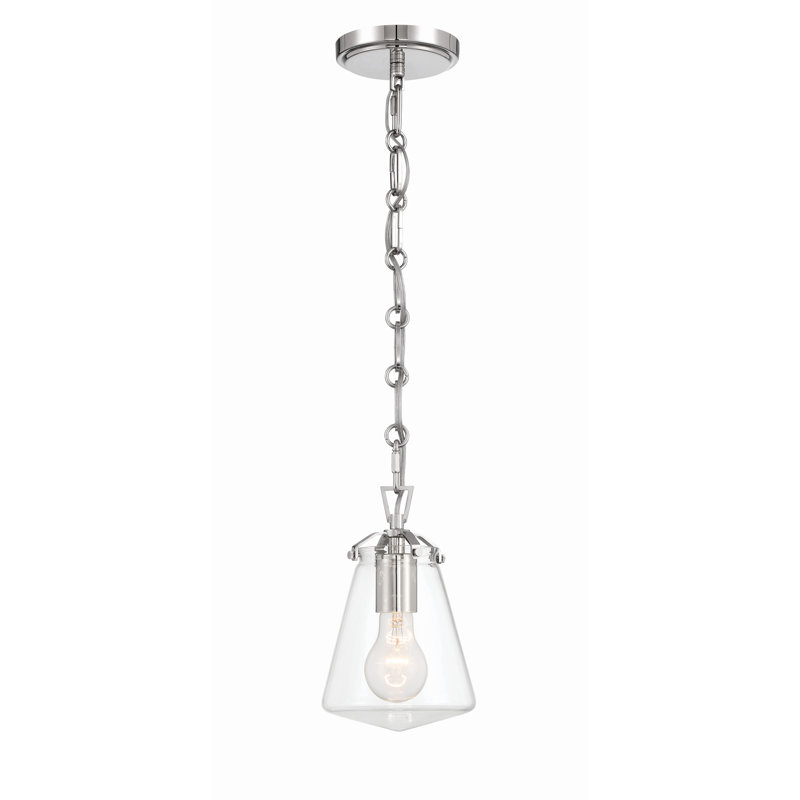 Luminaire suspendu conique à 1 lumière Blair, Nickel poli