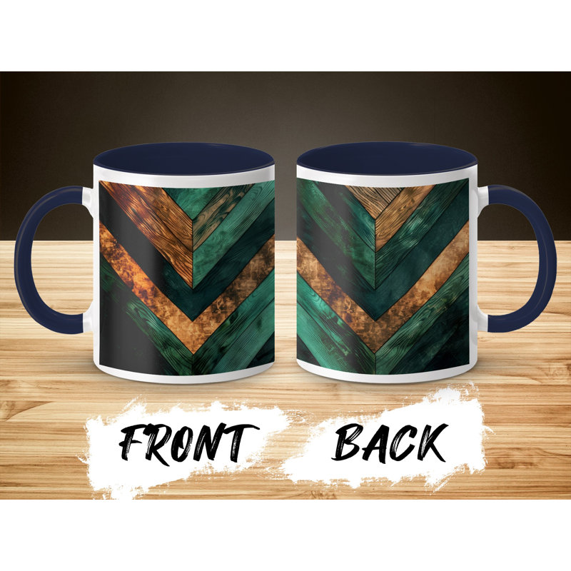 Chevron 11oz Accent Coffee Mug, Navy