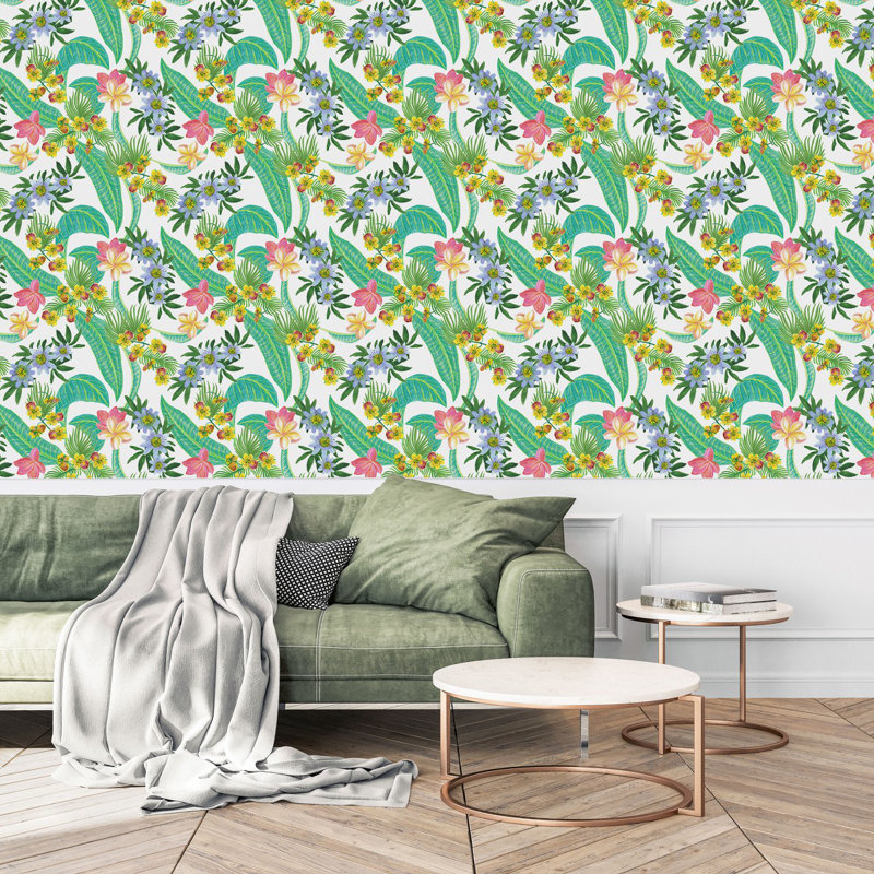 Peel & Stick Floral Tile, 2.08' W x 18.75' L