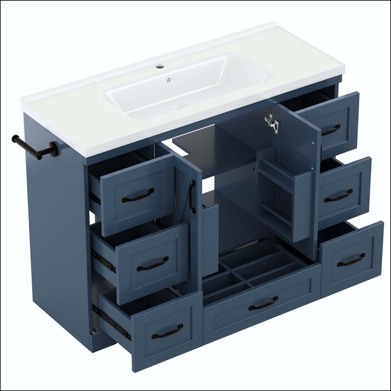 Meuble-lavabo 48 po avec 7 tiroirs Farmhouse