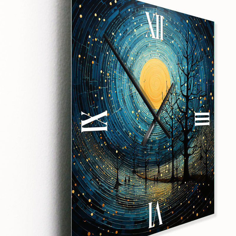 Horloge murale abstraite Blue Minimalisme Moon III, Surdimensionné