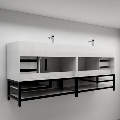 Jessica 84'' Single Bathroom Vanity with Stone Top