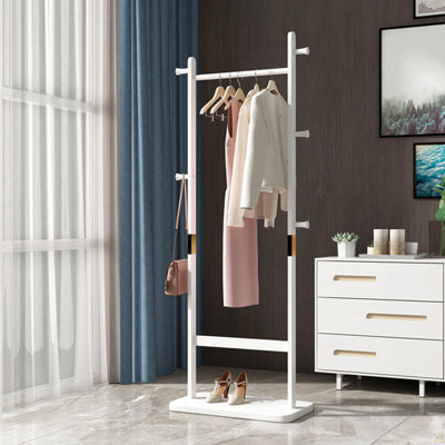 Portemanteaux en bois massif 23,6 * 11 * 71 po Protection de l'environnement solide facile à assembler magnifique peut être placé dans la chambre / entrée / salon (blanc)