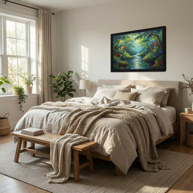 Paysage et nature, rivière tropicale, forêt, oiseaux, scène naturelle, toile, H 16 po x l 24 po