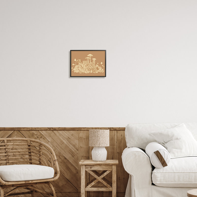 Champignons complexes de la forêt, Giclée encadrée noir minuit, H 11 po x l 14 po x P 1,5 po