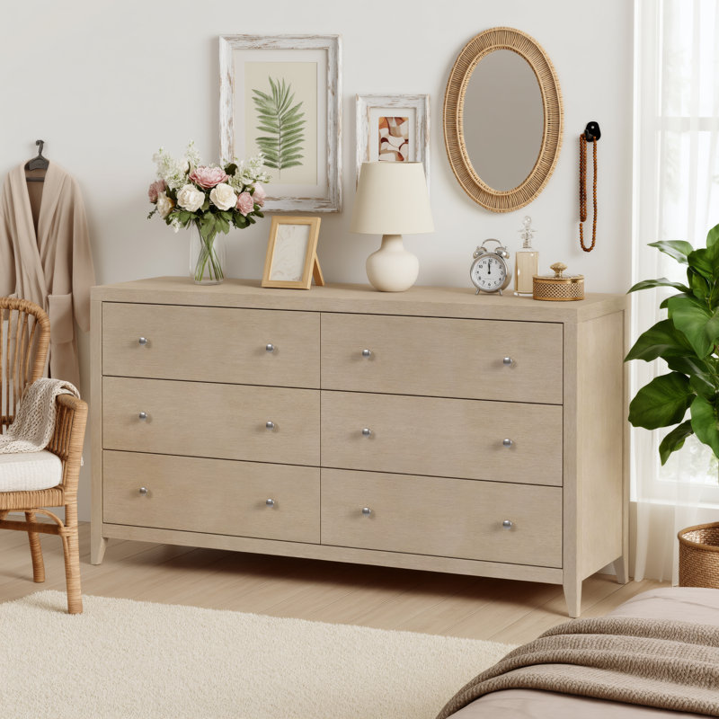 Commode rectangulaire en bois l 6 po Dana, Taupe