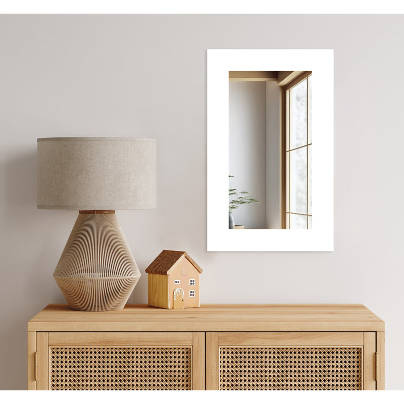 Maci Eileen Engineered Wood Flat Wall Mirror, 33" x 34", Gloss White