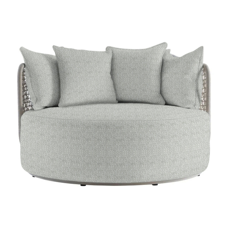 Capella Outdoor Metal Patio Daybed, Lt Grey Chenille Woven Stripe 6023-010