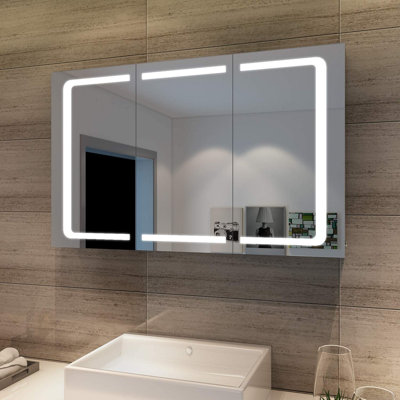 105mm W 65mm H Surface Frameless Medicine Cabinet Mirror Fixed