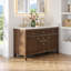Meuble-lavabo double 54 po Cerrito en chêne brossé brun avec comptoir en pierre reconstituée blanc grain-1155162096