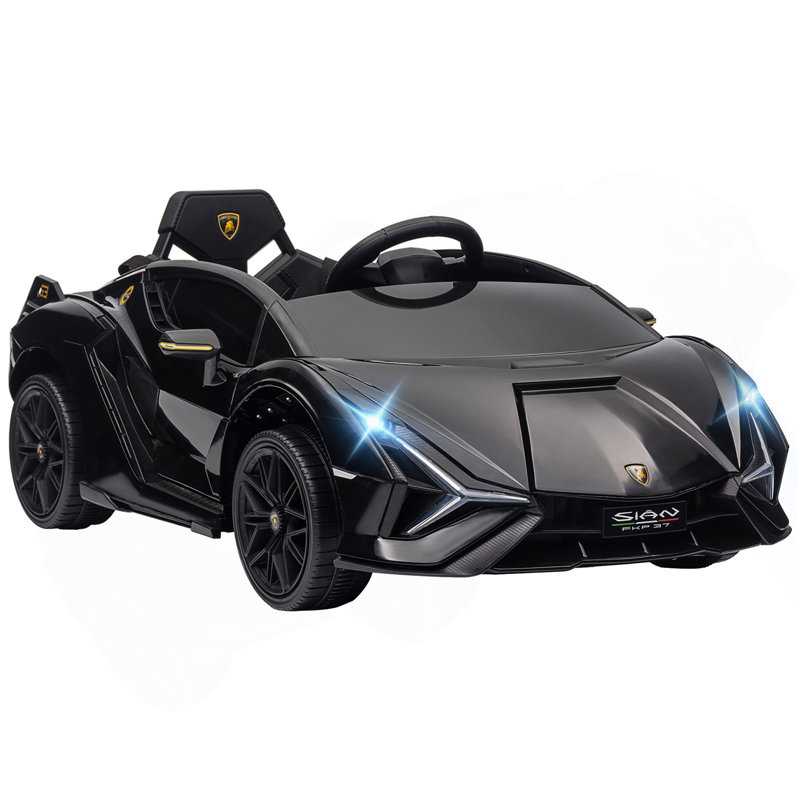 Aosom 12V Ride on Car, Lamborghini SIAN Voiture électrique alimentée par batterie avec télécommande, klaxon, musique et phares, noir
