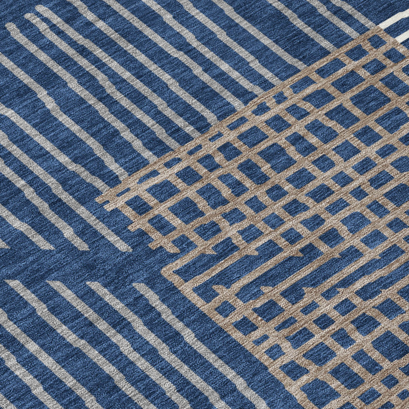 Machine Washable Indoor/Outdoor Jenning ACN2270 Stripes Rug, Rectangle 10' x 14'