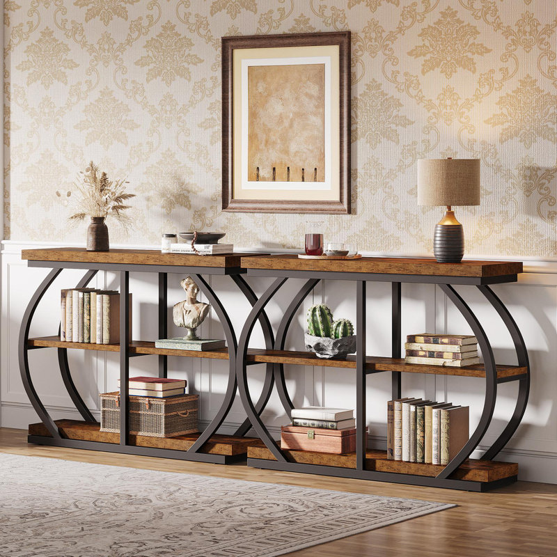 Console moderne pour couloir, salon ou vestibule, Brun rustique / noir