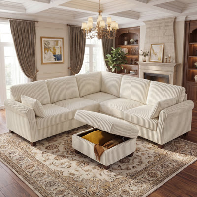 90.55’’ Upholstered Sofa With Storage Ottoman