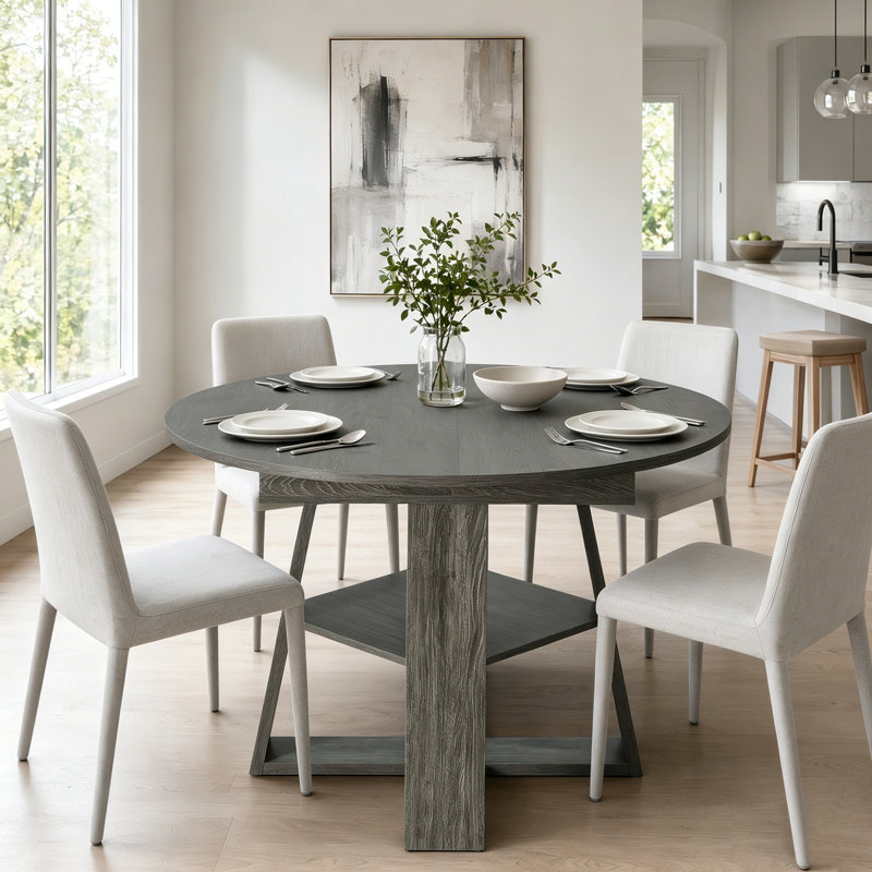 Table de salle à manger extensible en bois de 43,33 à 59,08 pouces de largeur, Gray