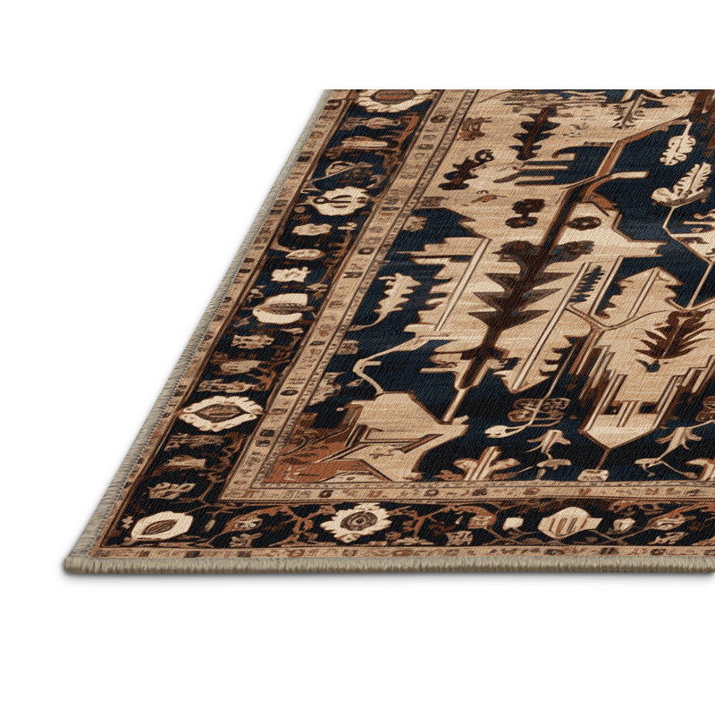 Machine Washable Persian Brown Area Rug, Square 4'