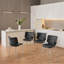 Chaises d'appoint latérales pour la salle à manger en cuir ciré huilé gris ardoise, ensemble de 4, dossier haut touffeté à losanges avec pieds en métal galvanisé