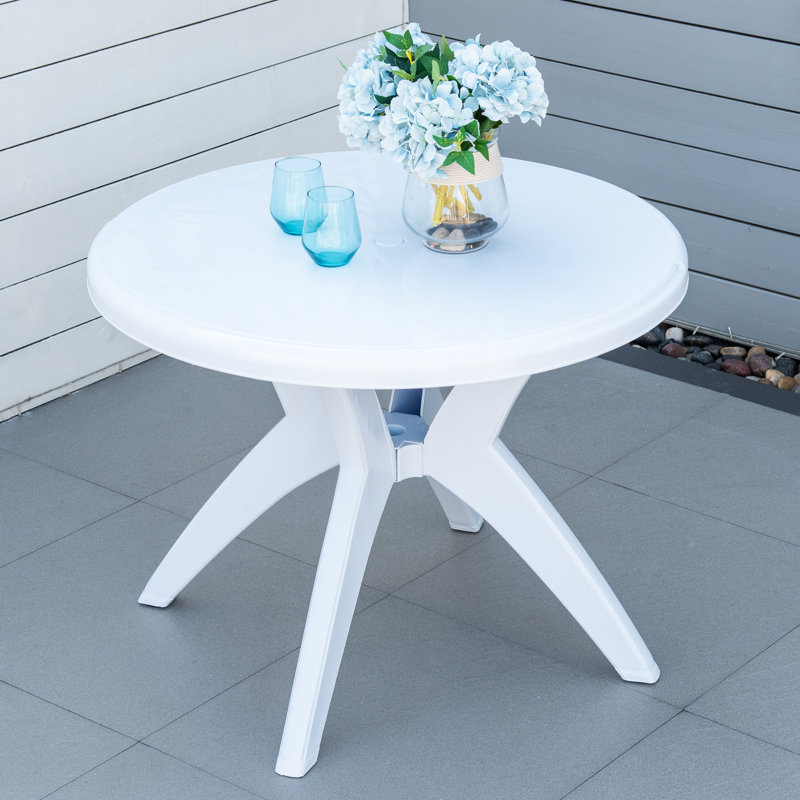 Aamia Round Outdoor Balcony Table , 36.25'' in. W 36.25'' in. D, Green