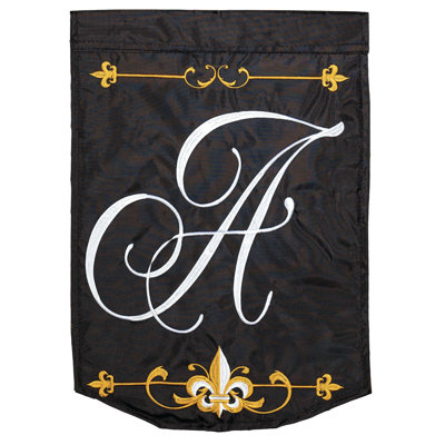 Flag Monogram-A Black Polyester 13x18
