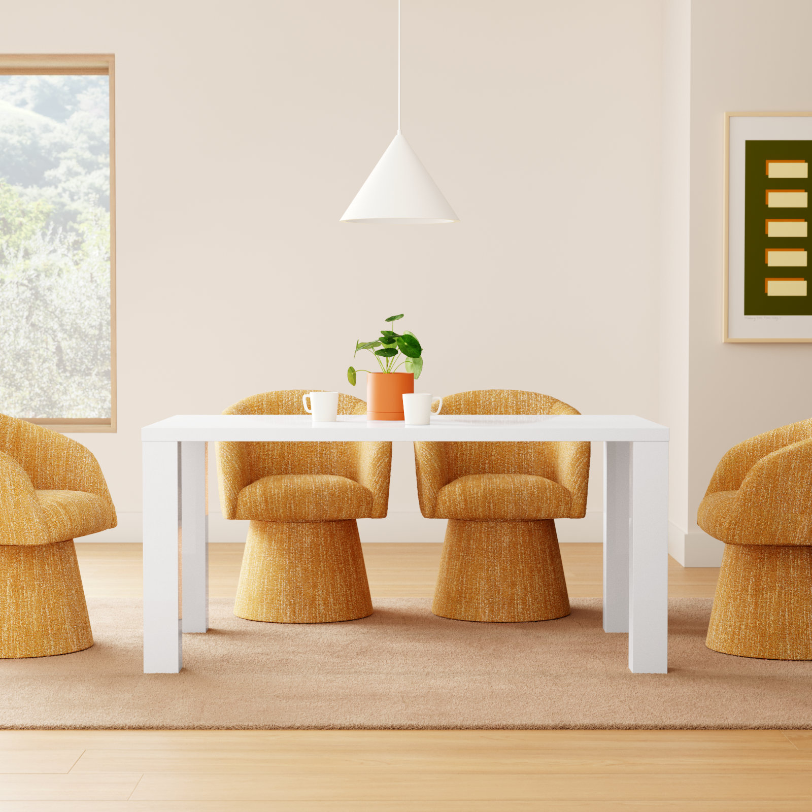 Carson Dining Table, White, 29" H x 84.3" L x 36.2" W