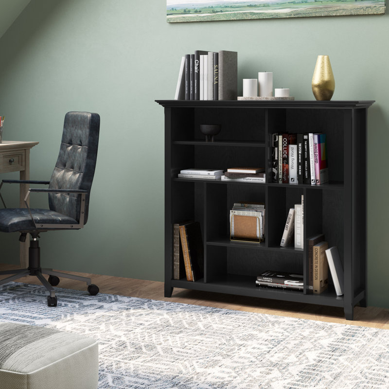 Amherst 44"H Solid Wood Transitional Multi-Cube Bookcase with Fixed Shelves and Tapered Legs, Black