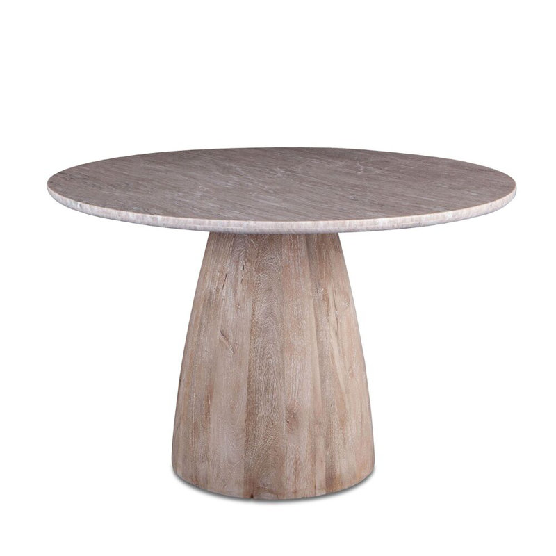 Palm Springs Round Marble Dining Table, Brown