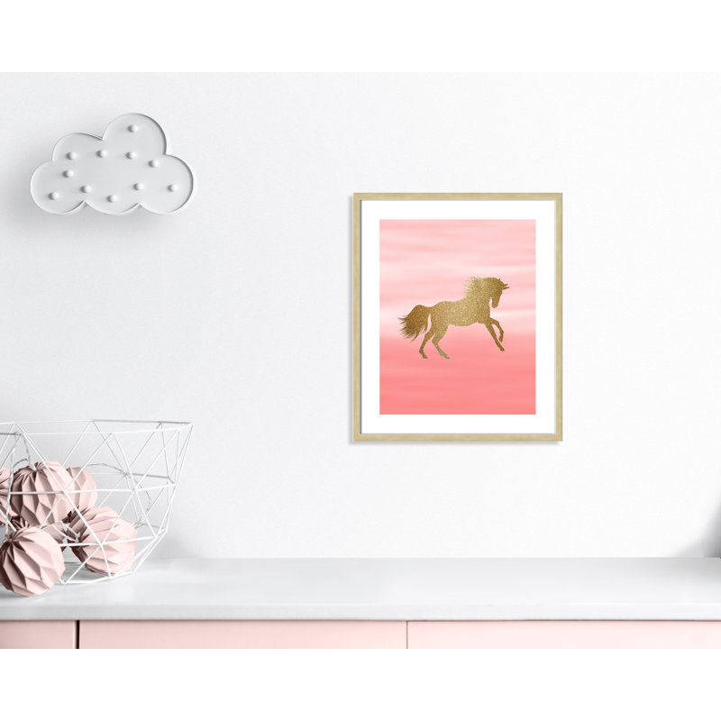 Art encadré ombré rose 1 ', H 24,5 po x l 20,5 po x P 1,18 po, Cadre boîte en grain de bois champagne