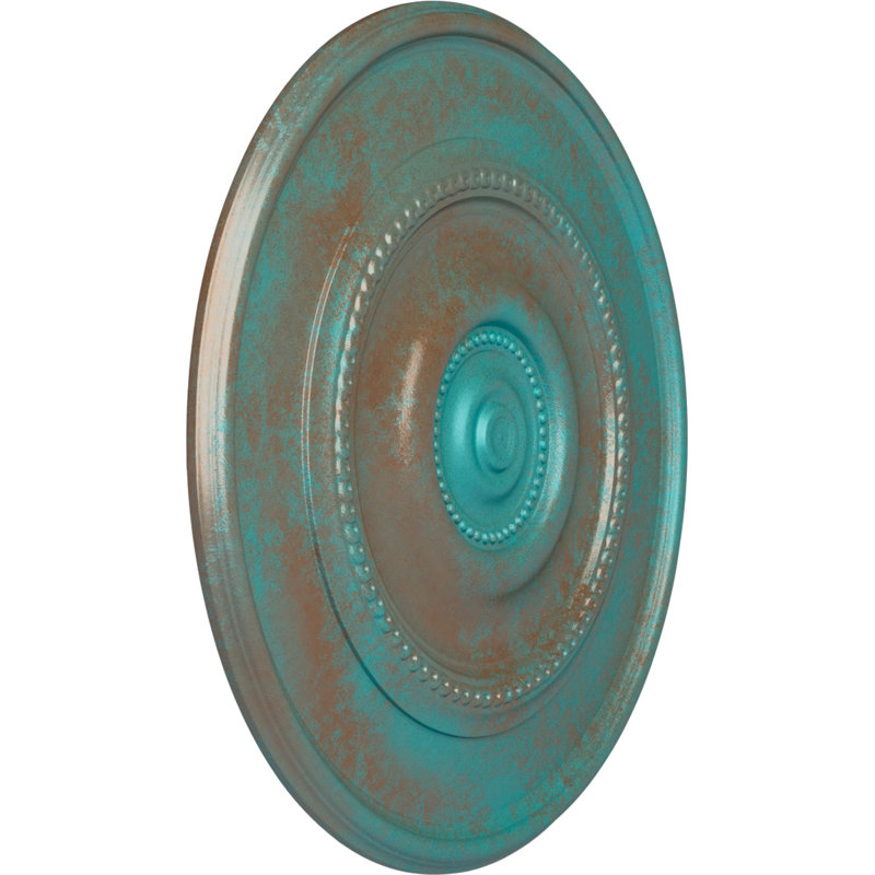Médaillon de plafond traditionnel 24 po x 3/8 po x P 1 1/8 po (convient aux auvents jusqu'à 5 7/8 po), Cuivre patiné de vert