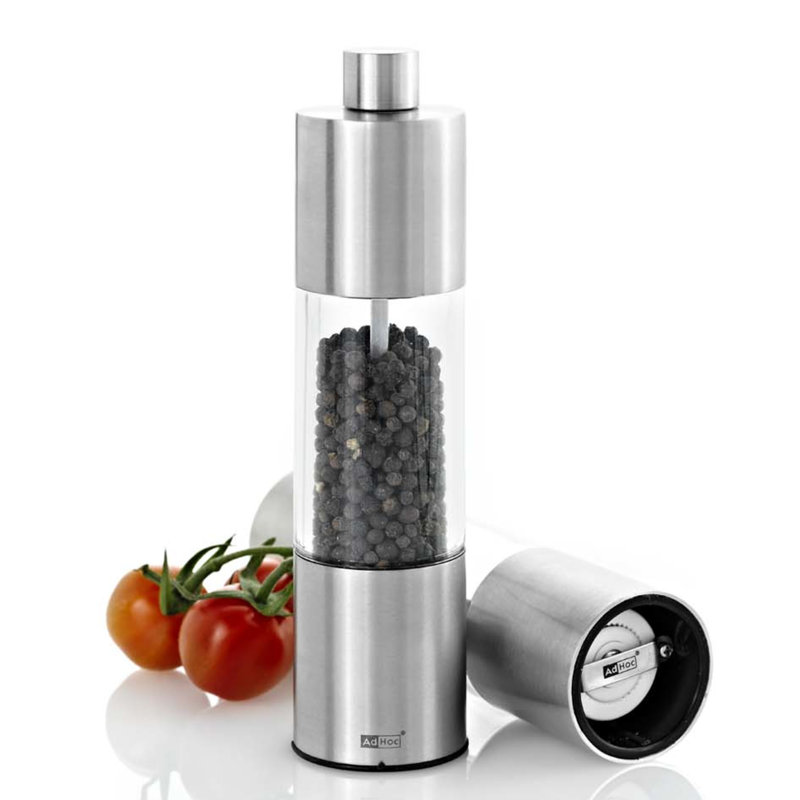 AdHoc Medium Stainless Steel and Acrylic Salt and Pepper Mill