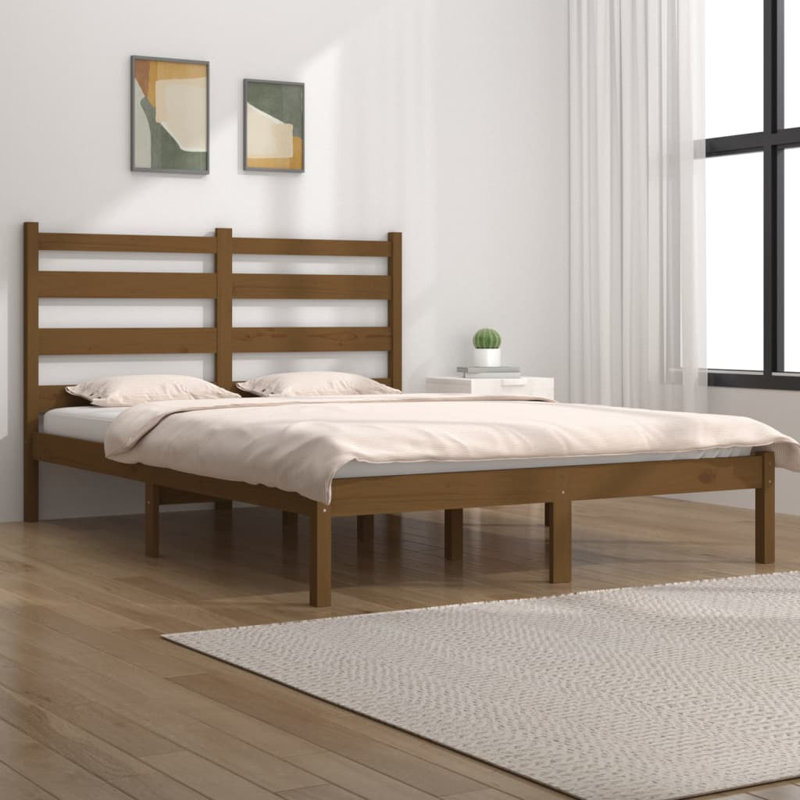 Bed Frame Solid Wood, honey brown, 200 x 200 cm