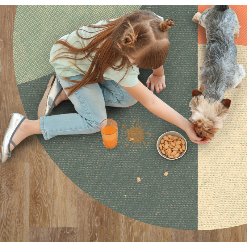 Gurnee Vinyl Machine Printed Area Rug, Round 4'11.1"