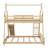 Twin over Queen House Bunk Bed with Climbing Nets and Climbing Ramp-217389280