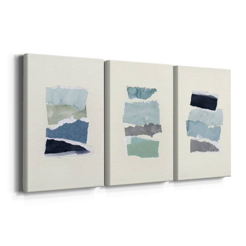 Étude de couleur bord de mer I - Toile tendue sur mesure avec châssis - 3 pièces, H 12 po x l 24 po
