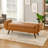 Rae Storage Bench Ottoman With Arms, Brown Faux Leather, Wood, 60 Inch