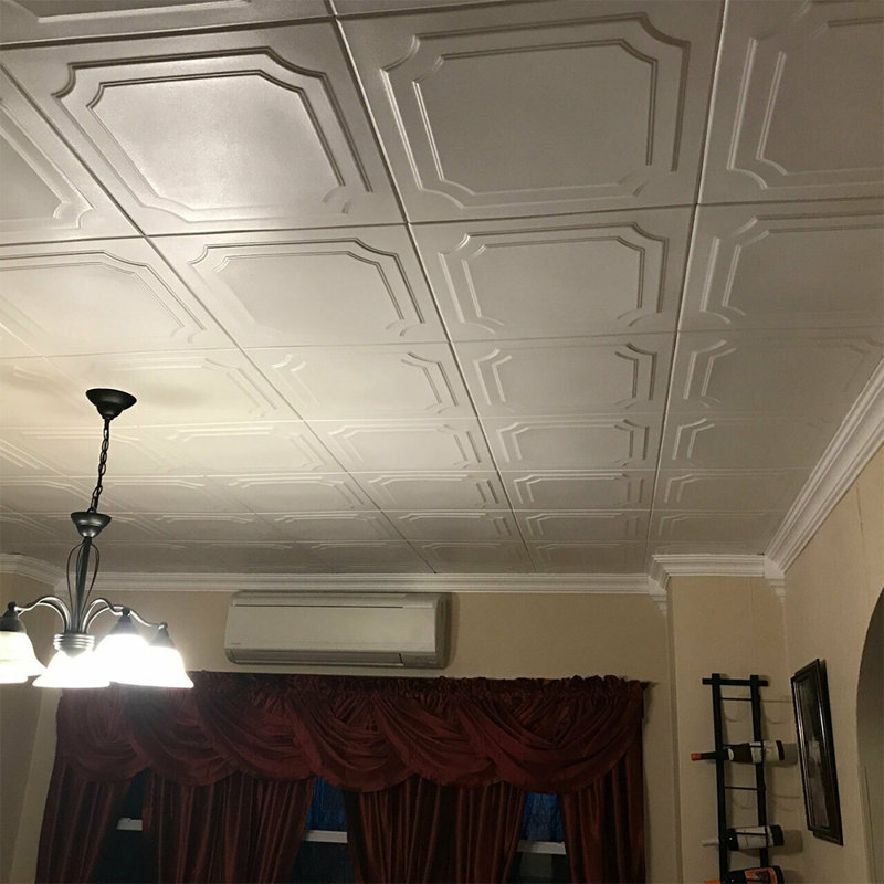 Carreau de plafond en polystyrène à coller 1,6 pi x 1,6 pi Virginia
