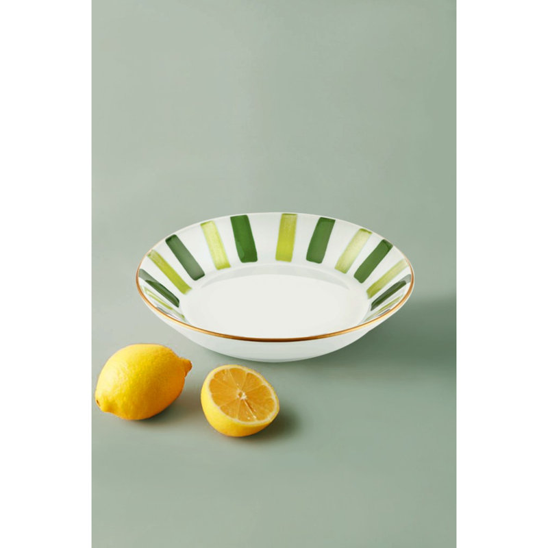 Assiette plate Abiageal, Vert/blanc