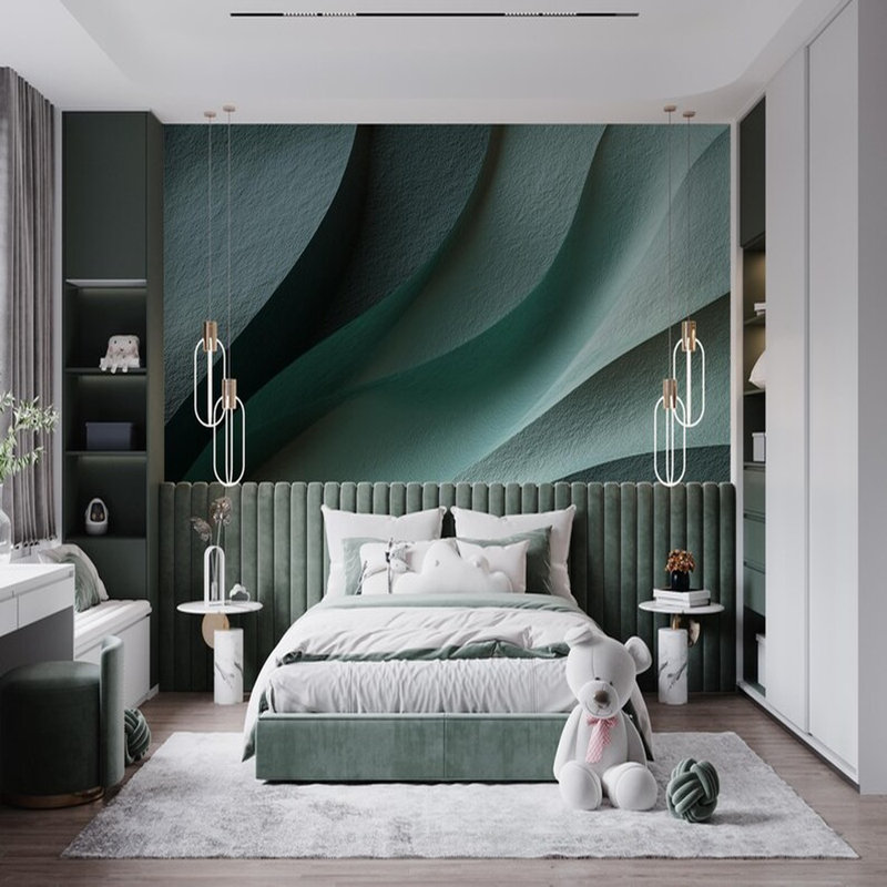 Teal Flow Texture Wallpaper, 108" L x 192" W