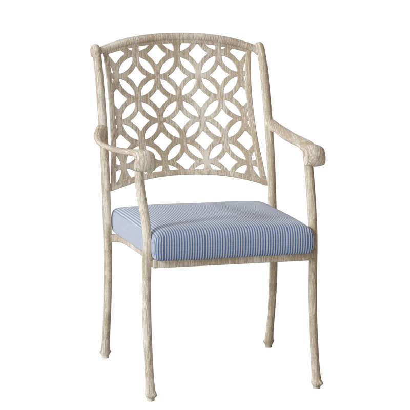 Casa Outdoor Dining Armchair, Weathered White, Canvas Bird's Eye Sunbrella® Canvas