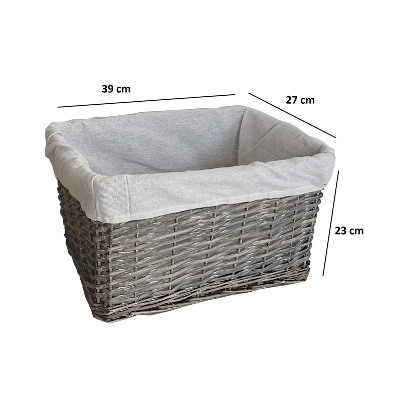Brambly Cottage Wicker Decorative Basket, Grey, 23cm H x 39cm W x 27cm D