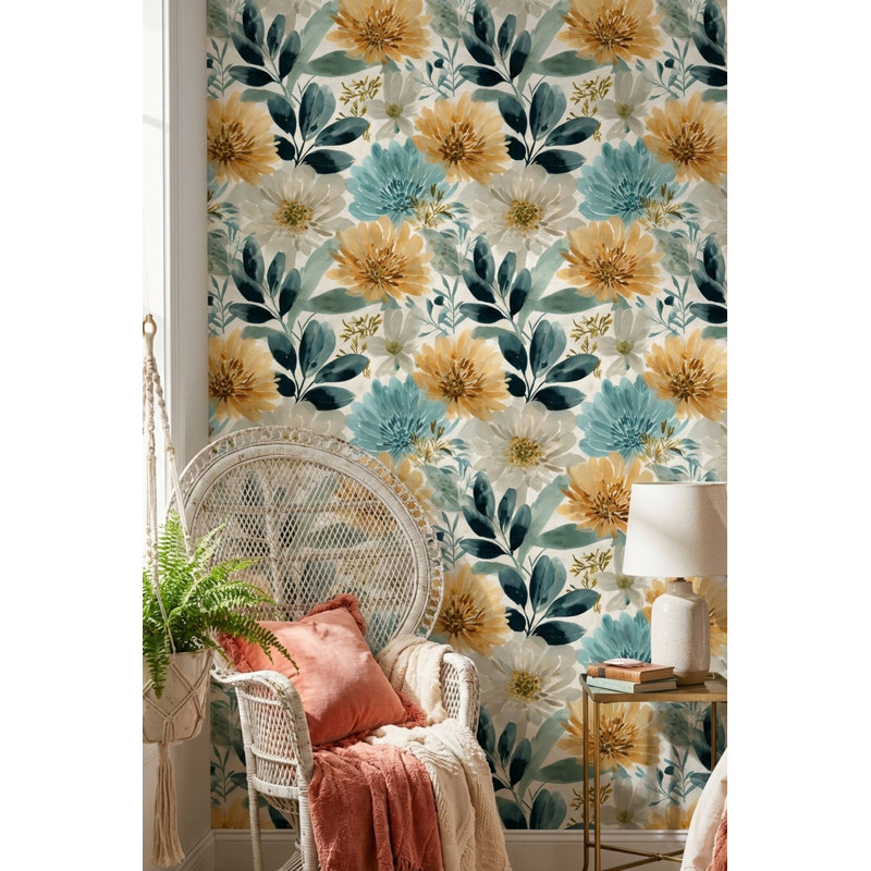 Papier peint floral aquarelle amovible moderne
