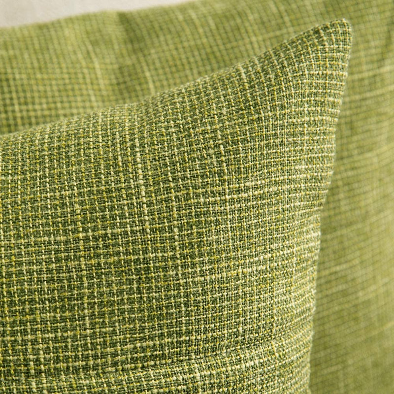 Housse de coussin rectangulaire en lin texturé, Vert