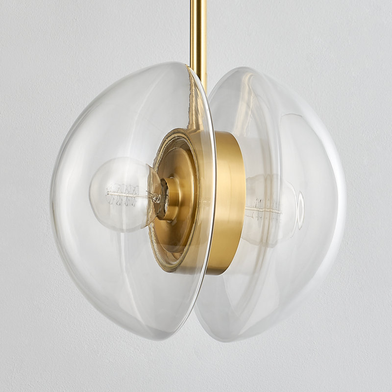 KERT 2 LIGHT PENDANT, Aged Brass, 19" H x 11.75" W x 11.75" D