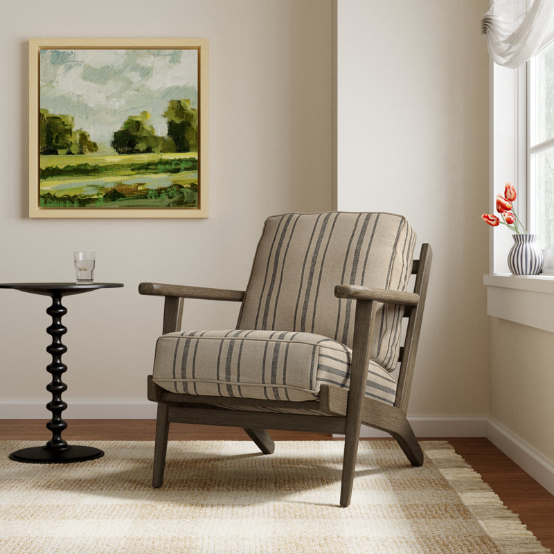 Roxy Upholstered Armchair, Gray/Beige Cotton Blend