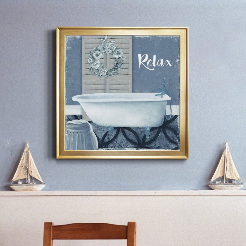 Relax - peinture sur toile encadrée, H 30,5 po x l 30,5 po x P 1,5 po, Toile encadrée dorée