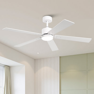 Vaczon 52" Smart Dimmable LED Ceiling Fan, APP and Remote Control, 6 Speeds Reversible DC Motor, 3 Color Lights, Timer, Double-sided Wood Blades, 6"/10" Downrods