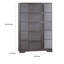 Commode haute Levice, 5 tiroirs, poignées en nickel, bois gris