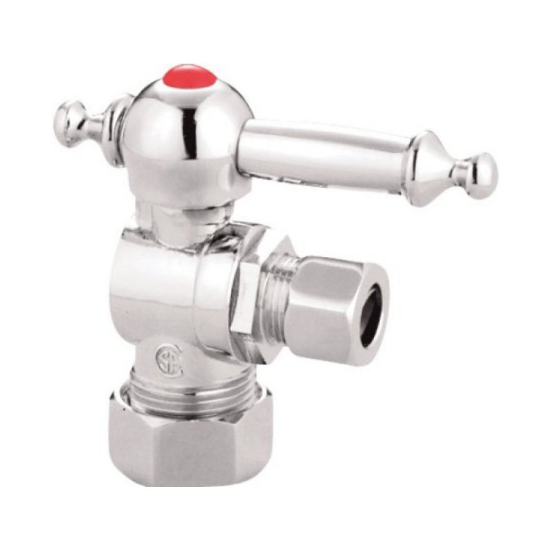 Kingston Brass Vintage 5/8-Inch OD Comp x 3/8-Inch OD Comp Quarter-Turn Angle Stop Valve, Brass
